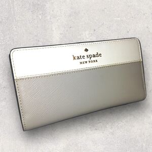 Kate Spade Staci Slim Bifold Snap Wallet W/ Zipped Outer Pocket Nimbus Gray